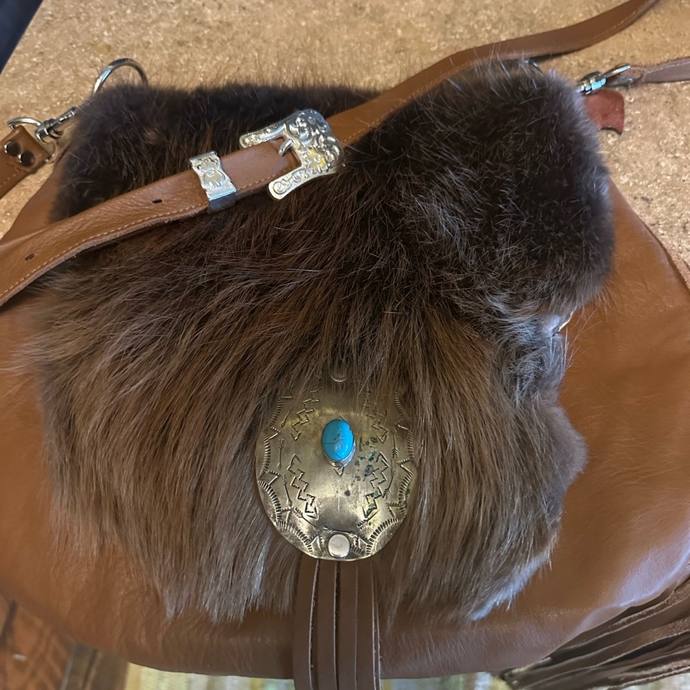 Rusty Roan Beaver Fur-Trimmed leather Women's Bag